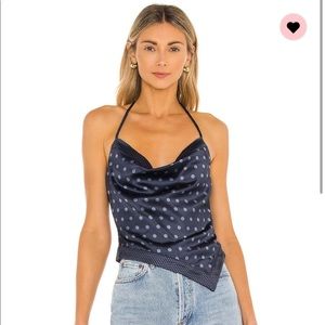 Navy polka dot top